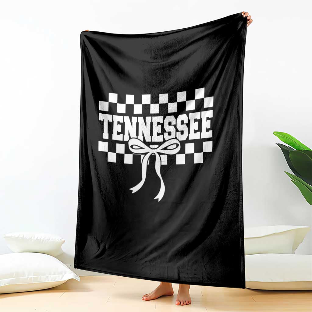 Tennessee Fan Throw Blanket TN State Sport Coquette Bow Checkered Design Game Day TS11 Print Your Wear
