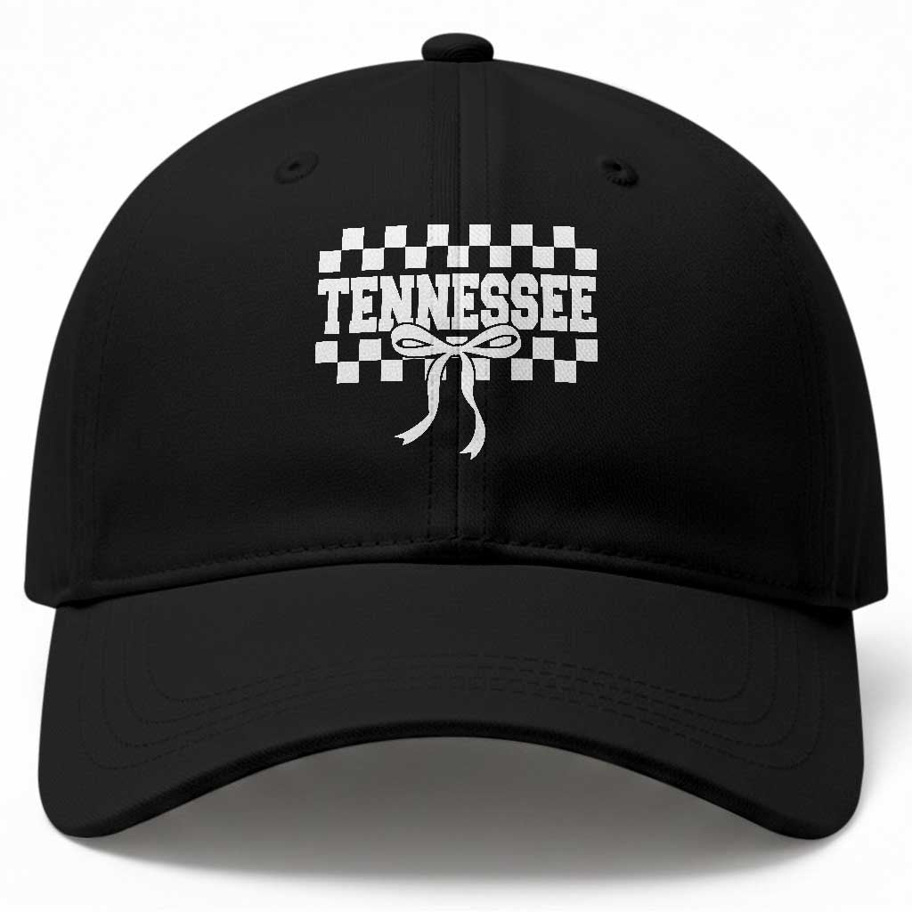 Tennessee Fan Baseball Cap TN State Sport Coquette Bow Checkered Design Game Day TS11 Print Your Wear