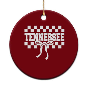 Tennessee Fan Ceramic Ornament TN State Sport Coquette Bow Checkered Design Game Day TS11 1pc Red Print Your Wear