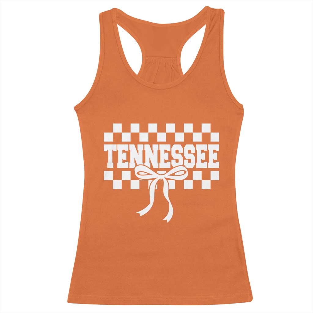 Tennessee Fan Racerback Tank Top TN State Sport Coquette Bow Checkered Design Game Day TS11 Orange Print Your Wear
