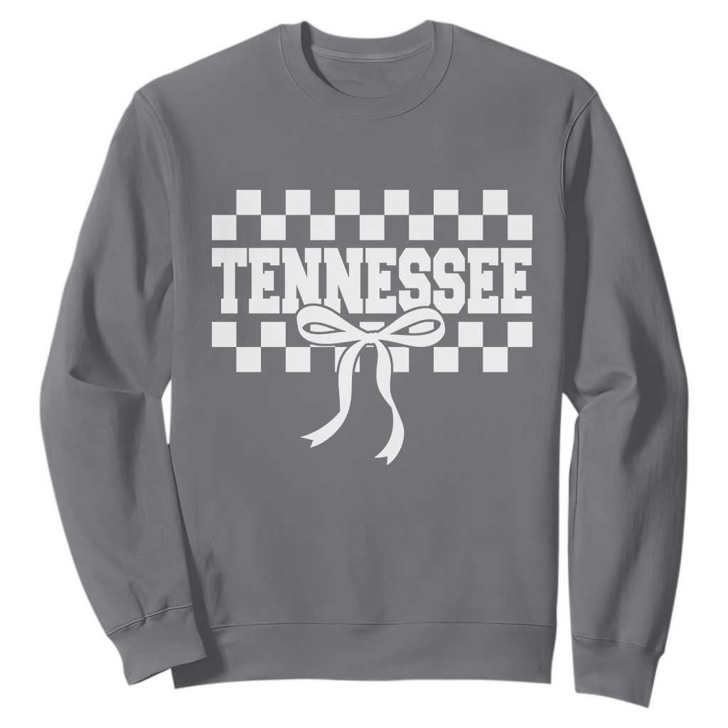 Tennessee Fan Sweatshirt TN State Sport Coquette Bow Checkered Design Game Day TS11 Charcoal Print Your Wear