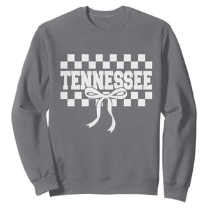 Tennessee Fan Sweatshirt TN State Sport Coquette Bow Checkered Design Game Day TS11 Charcoal Print Your Wear