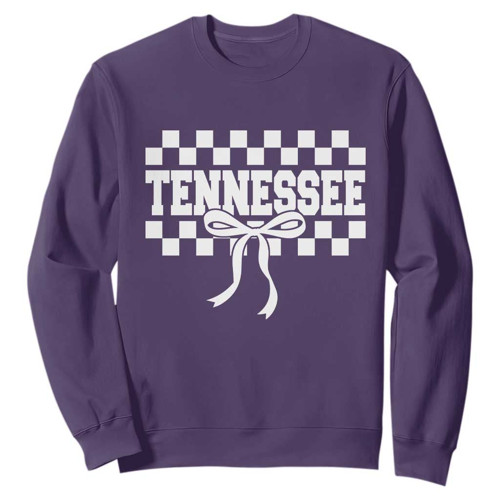 Tennessee Fan Sweatshirt TN State Sport Coquette Bow Checkered Design Game Day TS11 Purple Print Your Wear