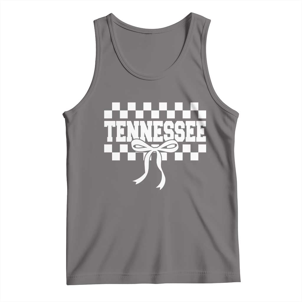 Tennessee Fan Tank Top TN State Sport Coquette Bow Checkered Design Game Day TS11 Deep Heather Print Your Wear