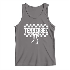 Tennessee Fan Tank Top TN State Sport Coquette Bow Checkered Design Game Day TS11 Deep Heather Print Your Wear