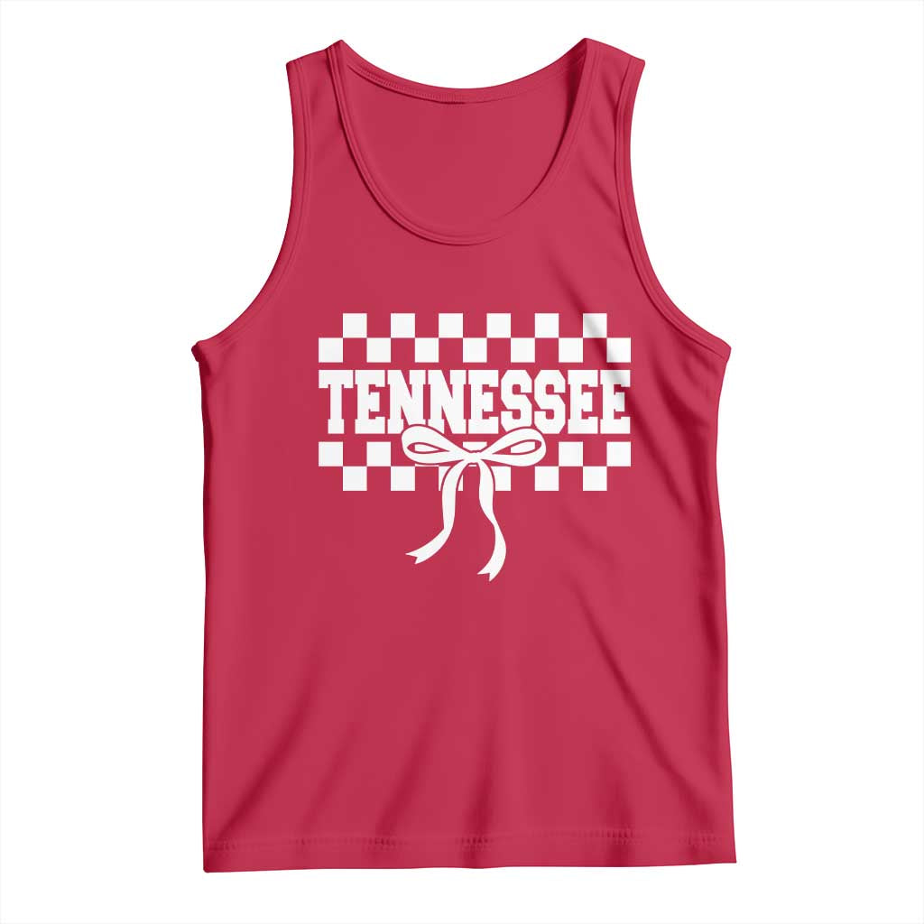 Tennessee Fan Tank Top TN State Sport Coquette Bow Checkered Design Game Day TS11 Red Print Your Wear