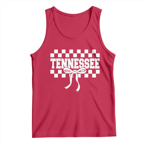 Tennessee Fan Tank Top TN State Sport Coquette Bow Checkered Design Game Day TS11 Red Print Your Wear