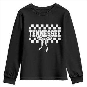 Tennessee Fan Youth Sweatshirt TN State Sport Coquette Bow Checkered Design Game Day TS11 Black Print Your Wear