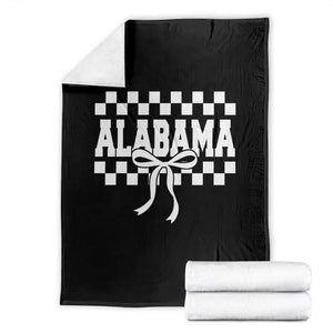 Alabama Fan Throw Blanket AL State Sport Coquette Bow Checkered Design Game Day TS11 Black Print Your Wear