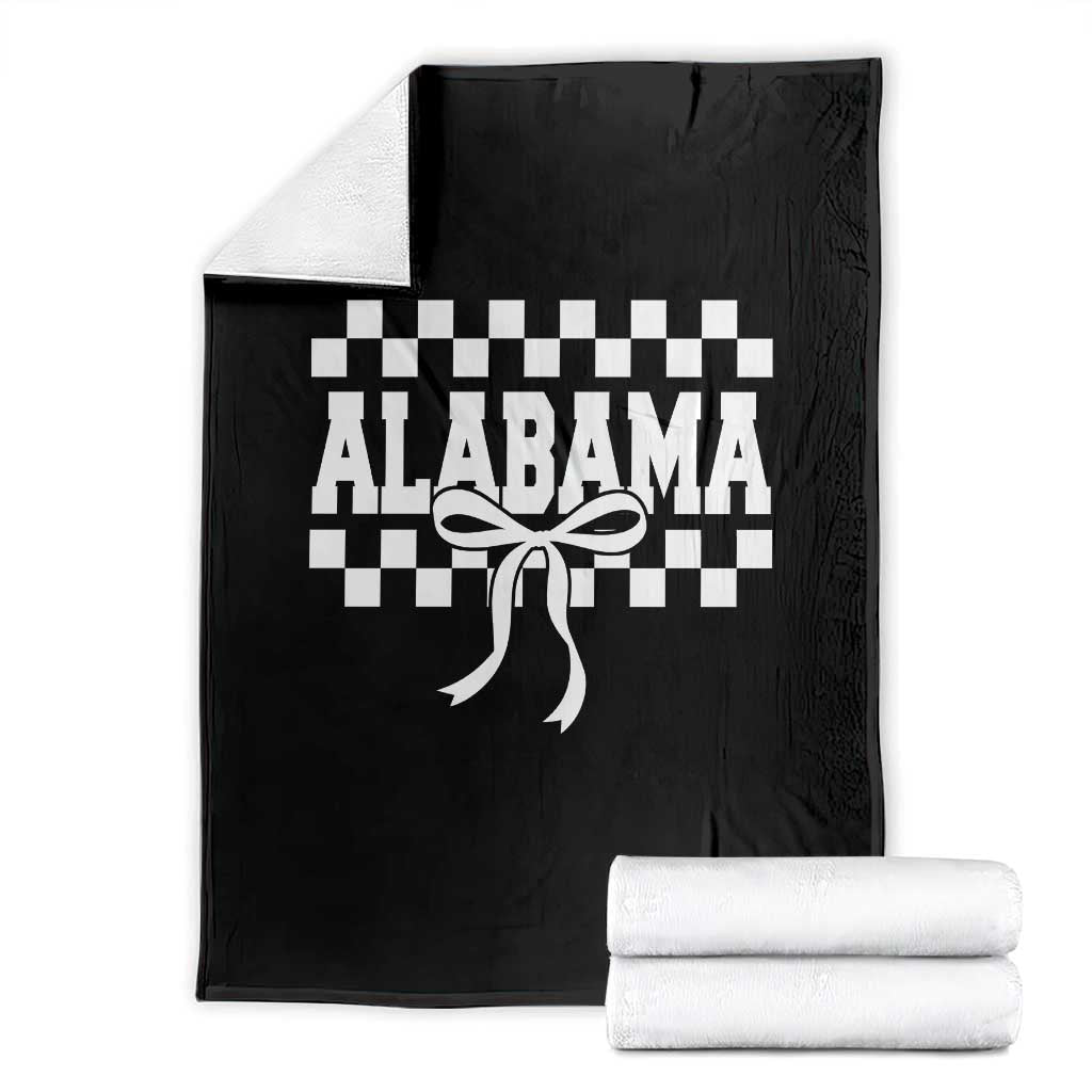 Alabama Fan Throw Blanket AL State Sport Coquette Bow Checkered Design Game Day TS11 Black Print Your Wear