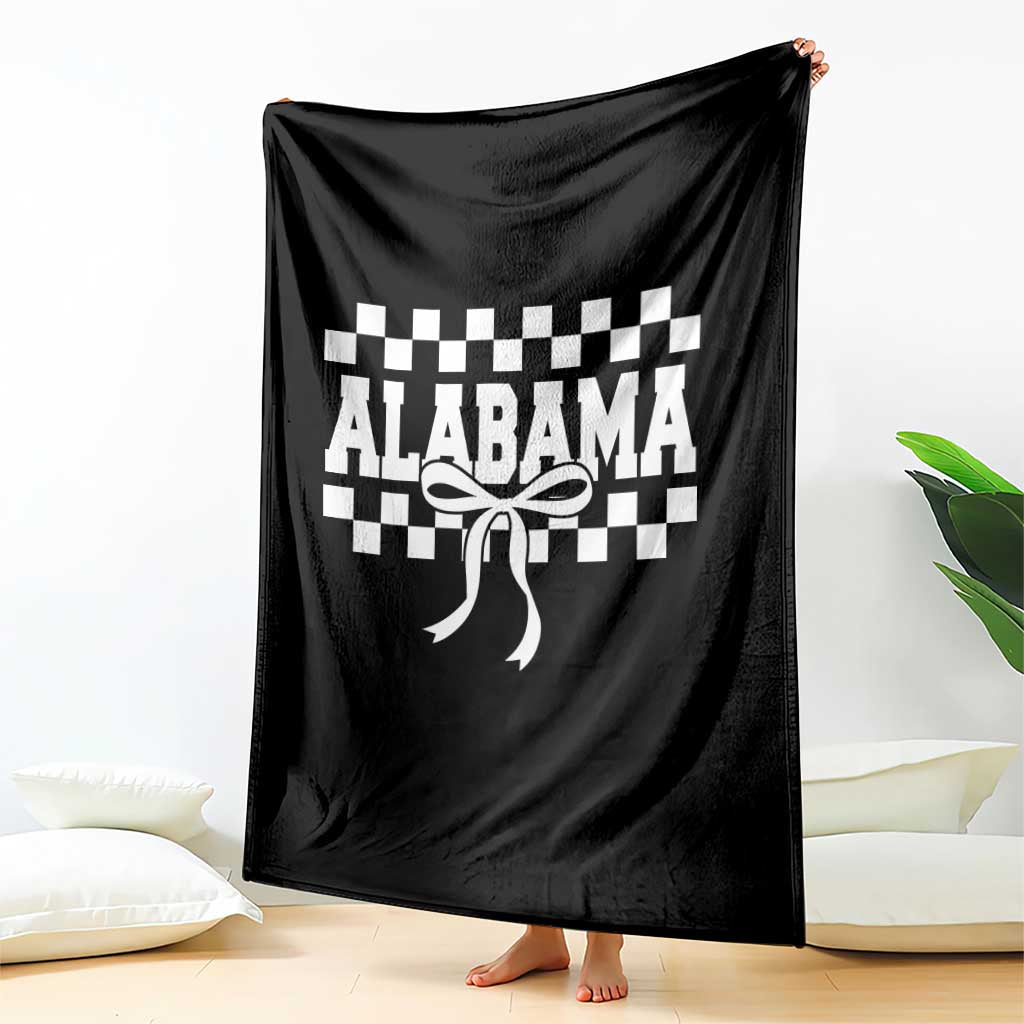 Alabama Fan Throw Blanket AL State Sport Coquette Bow Checkered Design Game Day TS11 Print Your Wear