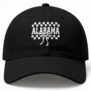 Alabama Fan Baseball Cap AL State Sport Coquette Bow Checkered Design Game Day TS11 Print Your Wear