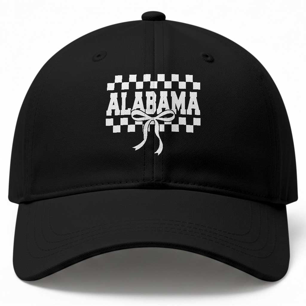 Alabama Fan Baseball Cap AL State Sport Coquette Bow Checkered Design Game Day TS11 Print Your Wear