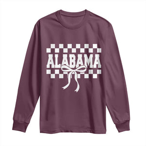 Alabama Fan Long Sleeve Shirt AL State Sport Coquette Bow Checkered Design Game Day TS11 Maroon Print Your Wear