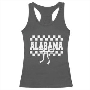 Alabama Fan Racerback Tank Top AL State Sport Coquette Bow Checkered Design Game Day TS11 Dark Heather Print Your Wear