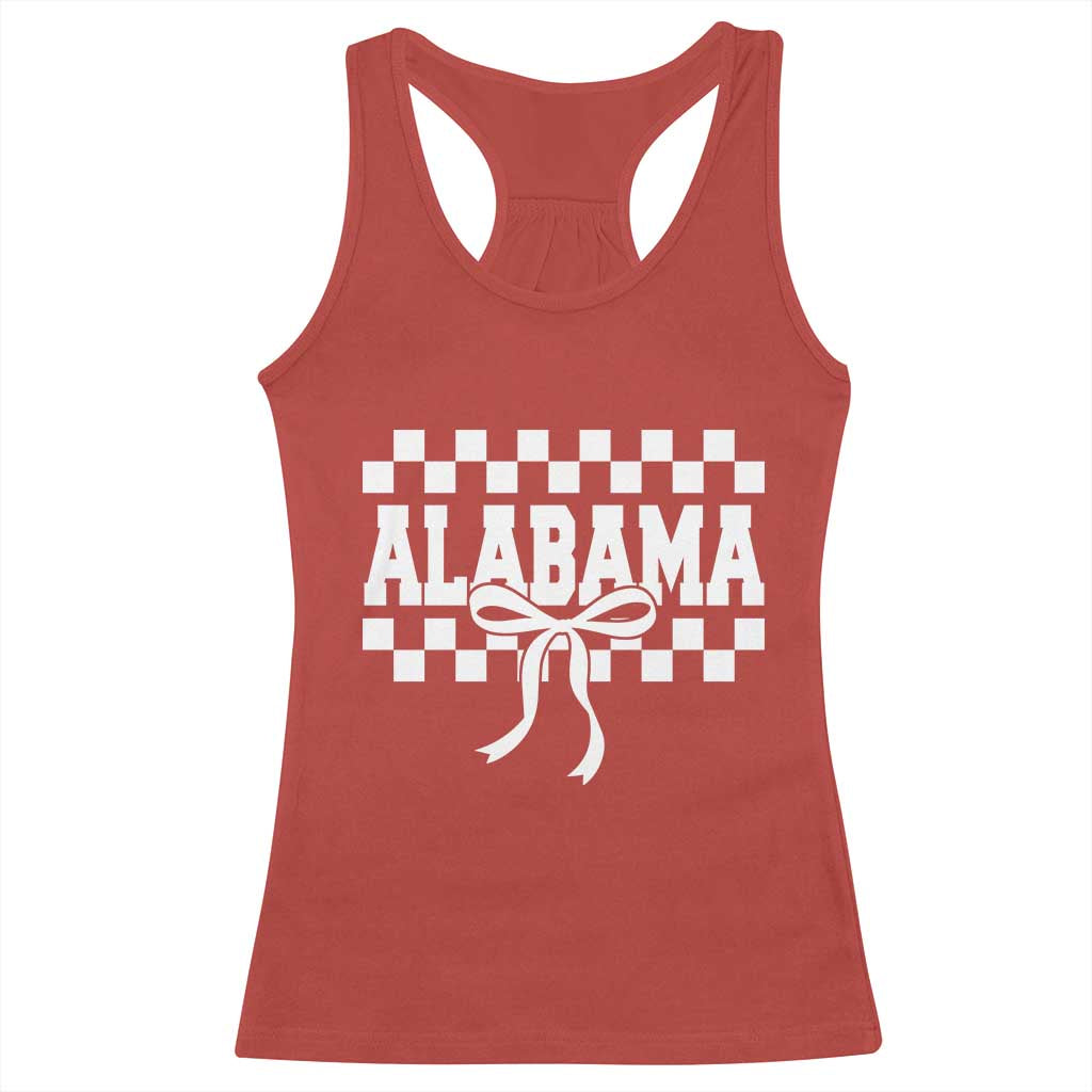 Alabama Fan Racerback Tank Top AL State Sport Coquette Bow Checkered Design Game Day TS11 Red Print Your Wear
