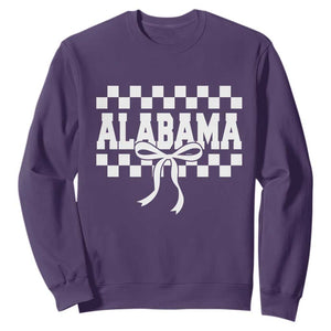 Alabama Fan Sweatshirt AL State Sport Coquette Bow Checkered Design Game Day TS11 Purple Print Your Wear