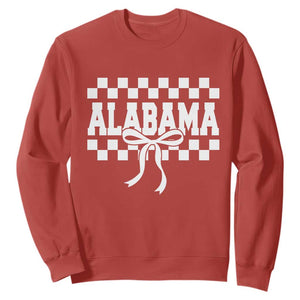 Alabama Fan Sweatshirt AL State Sport Coquette Bow Checkered Design Game Day TS11 Red Print Your Wear