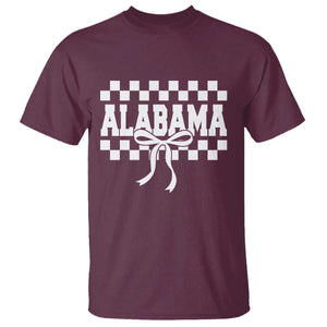 Alabama Fan T Shirt AL State Sport Coquette Bow Checkered Design Game Day TS11 Maroon Print Your Wear