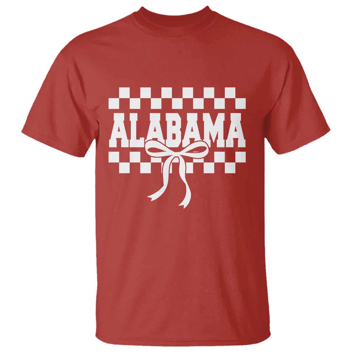 Alabama Fan T Shirt AL State Sport Coquette Bow Checkered Design Game Day TS11 Red Print Your Wear