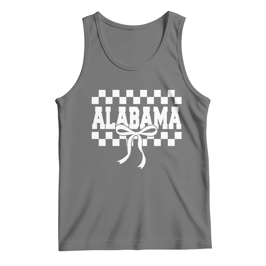 Alabama Fan Tank Top AL State Sport Coquette Bow Checkered Design Game Day TS11 Black Heather Print Your Wear