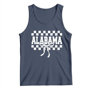 Alabama Fan Tank Top AL State Sport Coquette Bow Checkered Design Game Day TS11 Navy Print Your Wear