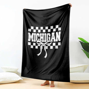Michigan Fan Throw Blanket MI State Sport Coquette Bow Checkered Design Game Day TS11 Print Your Wear