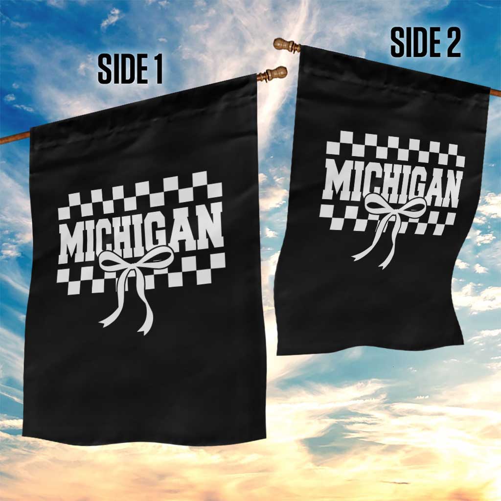 Michigan Fan Garden Flag MI State Sport Coquette Bow Checkered Design Game Day TS11 Print Your Wear