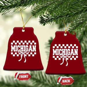Michigan Fan Ceramic Ornament MI State Sport Coquette Bow Checkered Design Game Day TS11 Print Your Wear