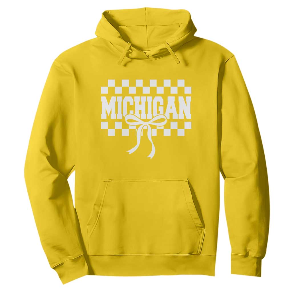 Michigan Fan Hoodie MI State Sport Coquette Bow Checkered Design Game Day TS11 Daisy Print Your Wear