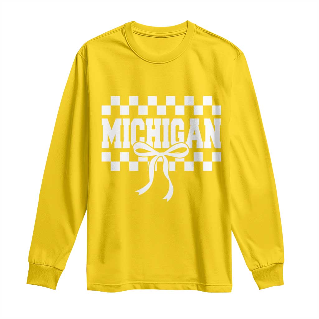 Michigan Fan Long Sleeve Shirt MI State Sport Coquette Bow Checkered Design Game Day TS11 Daisy Print Your Wear