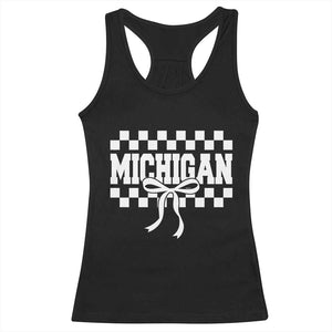 Michigan Fan Racerback Tank Top MI State Sport Coquette Bow Checkered Design Game Day TS11 Black Print Your Wear