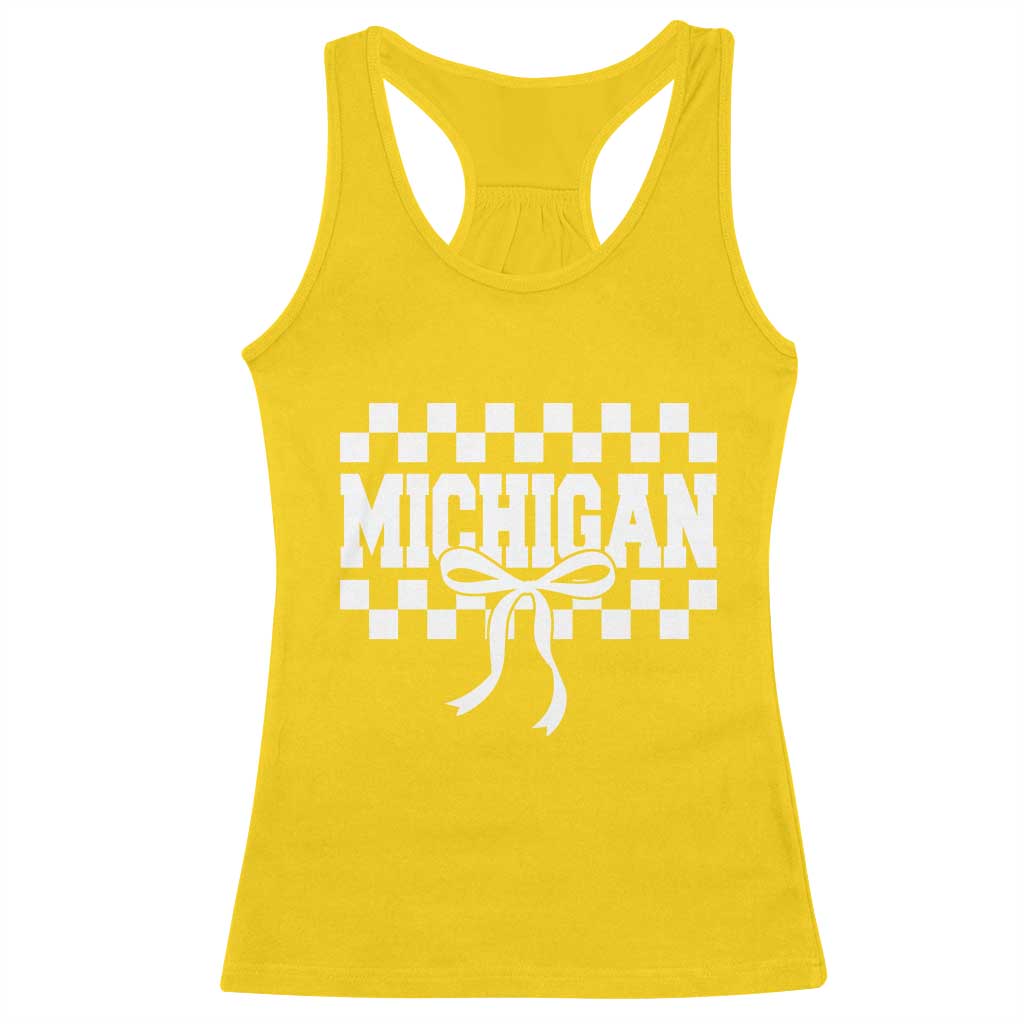 Michigan Fan Racerback Tank Top MI State Sport Coquette Bow Checkered Design Game Day TS11 Daisy Print Your Wear
