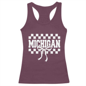 Michigan Fan Racerback Tank Top MI State Sport Coquette Bow Checkered Design Game Day TS11 Maroon Print Your Wear