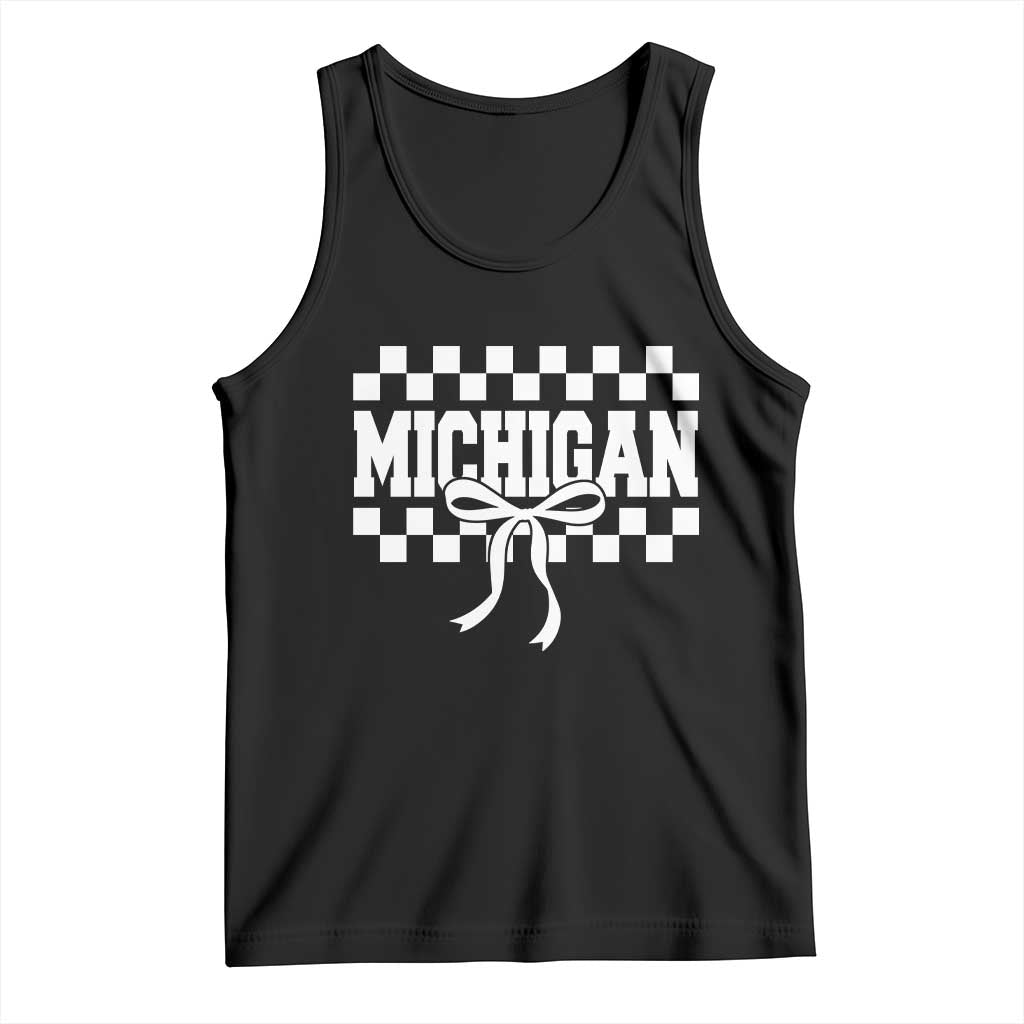 Michigan Fan Tank Top MI State Sport Coquette Bow Checkered Design Game Day TS11 Black Print Your Wear