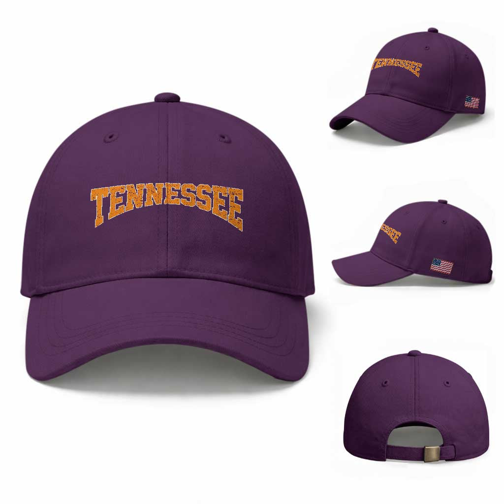 Tennessee Fan Baseball Cap Orange Bold Sport State Letters Game Day TS11 Baseball Cap Universal Fit Purple Print Your Wear
