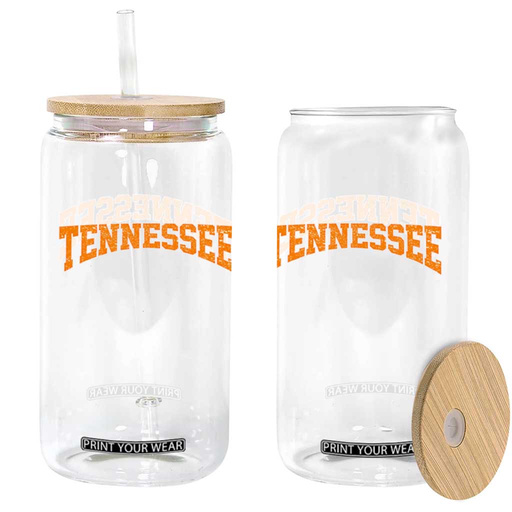 Tennessee Fan Glass Can Orange Bold Sport State Letters Game Day TS11 Print Your Wear