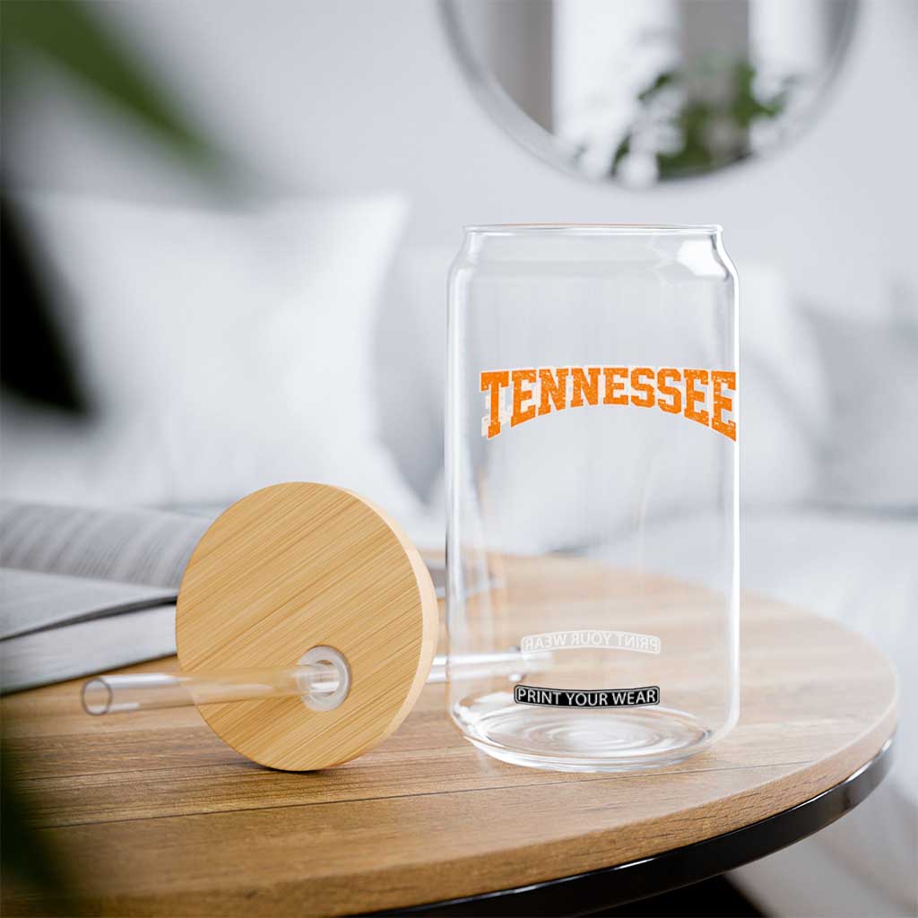 Tennessee Fan Glass Can Orange Bold Sport State Letters Game Day TS11 Print Your Wear