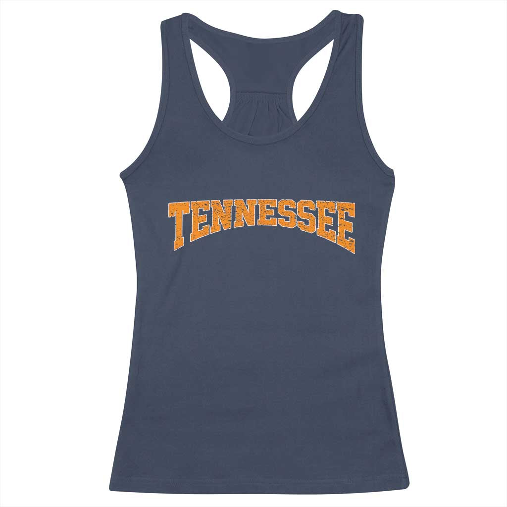 Tennessee Fan Racerback Tank Top Orange Bold Sport State Letters Game Day TS11 Navy Print Your Wear