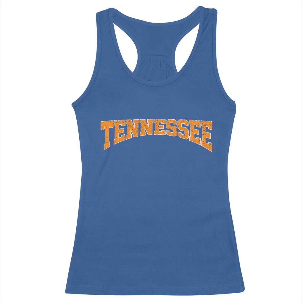 Tennessee Fan Racerback Tank Top Orange Bold Sport State Letters Game Day TS11 Royal Blue Print Your Wear