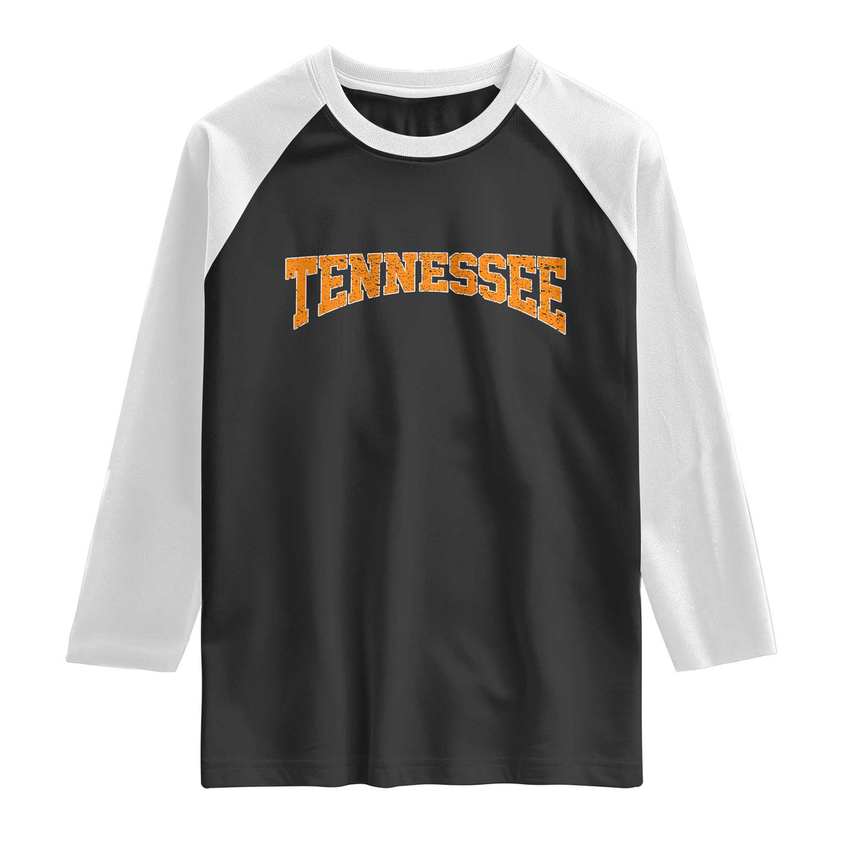 Tennessee Fan Raglan Shirt Orange Bold Sport State Letters Game Day TS11 Black White Print Your Wear