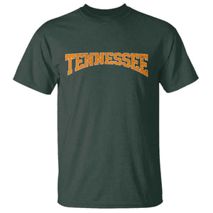 Tennessee Fan T Shirt Orange Bold Sport State Letters Game Day TS11 Dark Forest Green Print Your Wear