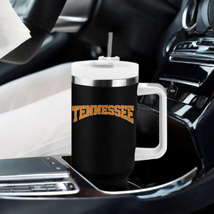 Tennessee Fan Tumbler With Handle Orange Bold Sport State Letters Game Day TS11 Print Your Wear