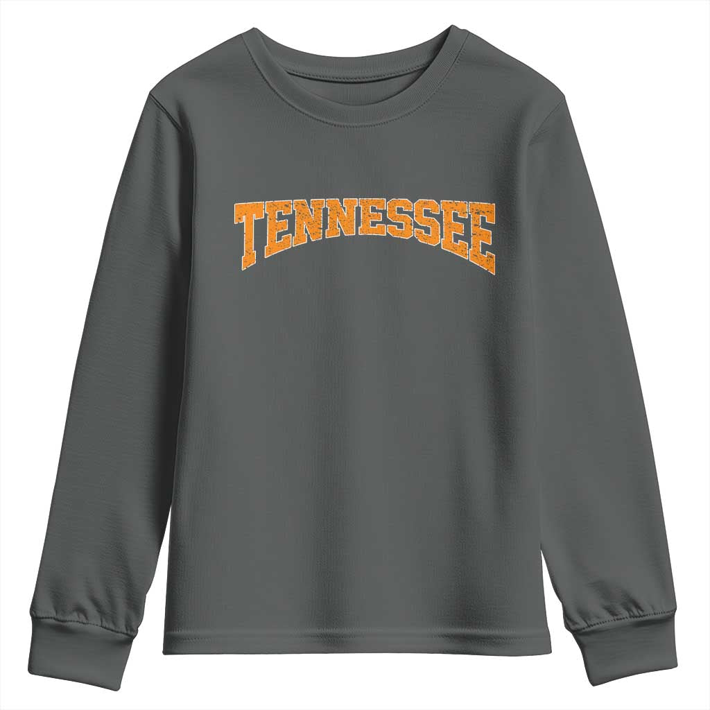 Tennessee Fan Youth Sweatshirt Orange Bold Sport State Letters Game Day TS11 Dark Heather Print Your Wear
