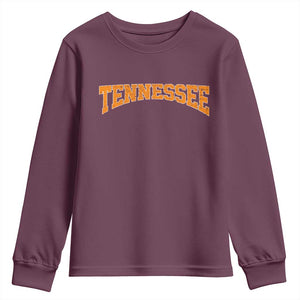 Tennessee Fan Youth Sweatshirt Orange Bold Sport State Letters Game Day TS11 Maroon Print Your Wear