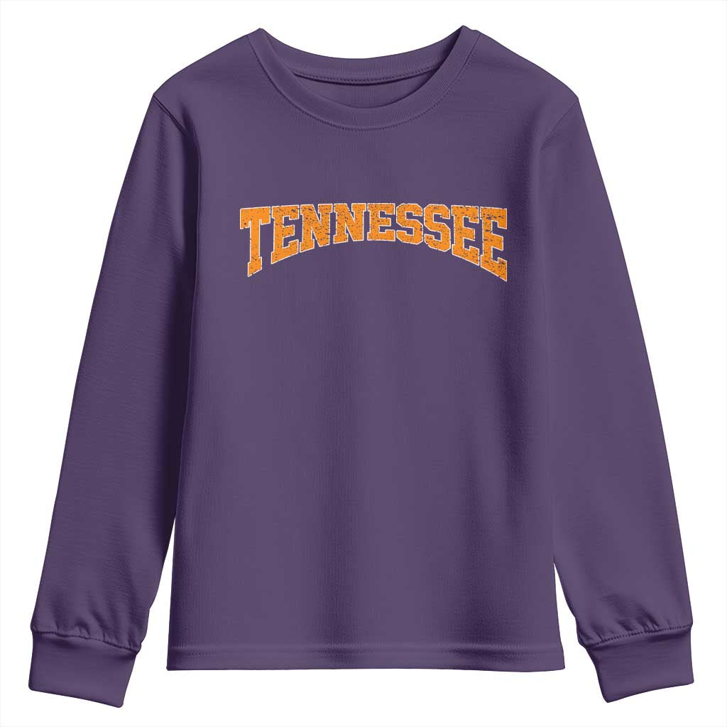 Tennessee Fan Youth Sweatshirt Orange Bold Sport State Letters Game Day TS11 Purple Print Your Wear