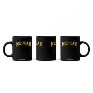 Michigan Fan Coffee Mug Yellow Bold Sport State Letters Game Day TS11 Print Your Wear