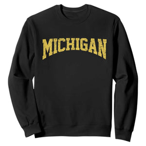 Michigan Fan Sweatshirt Yellow Bold Sport State Letters Game Day TS11 Black Print Your Wear
