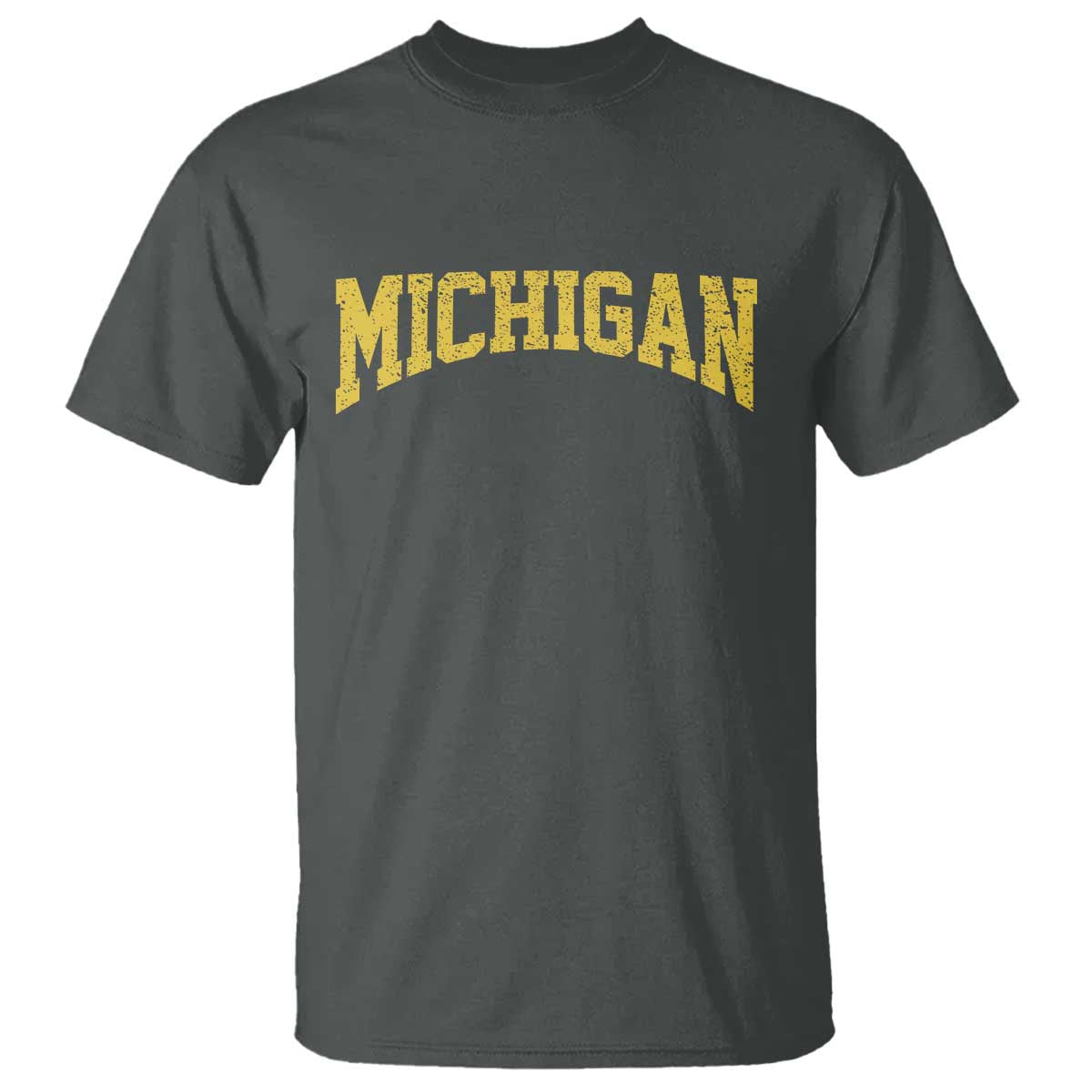 Michigan Fan T Shirt Yellow Bold Sport State Letters Game Day TS11 Dark Heather Print Your Wear