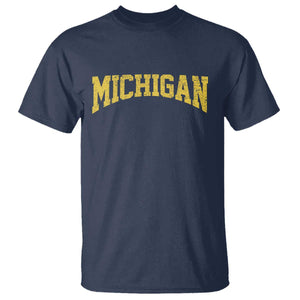 Michigan Fan T Shirt Yellow Bold Sport State Letters Game Day TS11 Navy Print Your Wear